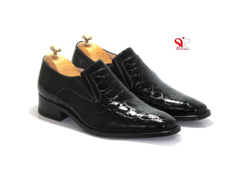 کفش مردانه دامادی مدل ونیز - کفش مجلسی مردانه چرم ورنی طرح دار - کفش سی سی - sisi shoes