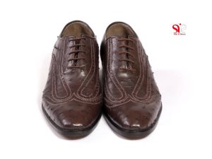 کفش مردانه مدل مارشال با چرم طبیعی شترمرغ و کاملا دست دوز