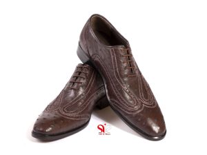 کفش مردانه مدل مارشال با چرم طبیعی شترمرغ و کاملا دست دوز