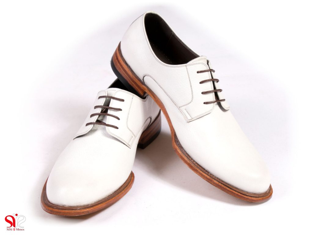کفش مردانه مجلسی مدل پالاما با رویه چرم سفید رنگ
