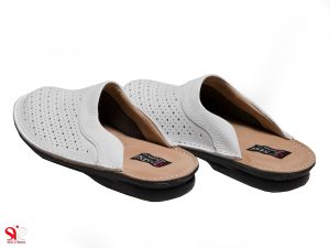 صندل چرم مردانه مدل کاستر رنگ سفید برای بیمارستان و درمانگاه