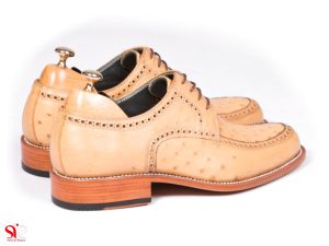 پاشنه قابل افزایش برای افزایش قد در کفش مردانه مجلسی با پوست شترمرغ