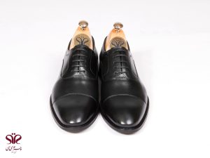 کفش مردانه چرمی با نوک گرد مدل فورد مشکی