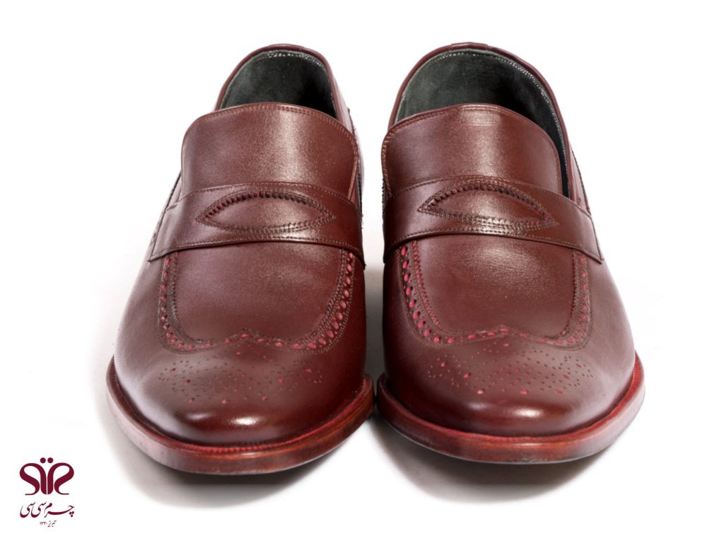 کفش مردانه چرمی مناسب استایل رسمی مدل اشکی بی بند قهوه ای