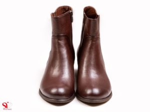 نیم بوت زنانه چرمی مدل لیلیان رنگ قهوه ای