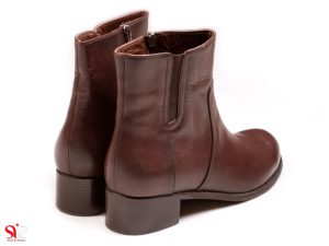 نیم بوت زنانه چرمی مدل لیلیان رنگ قهوه ای