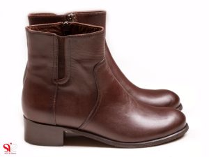 نیم بوت زنانه چرمی مدل لیلیان رنگ قهوه ای