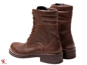 پوتین مردانه چرم با پاشنه 35 میلی متری قهوه ای