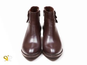 چرم مات نیم بوت زنانه مدل فلورا قهوه ای - کفش زنانه