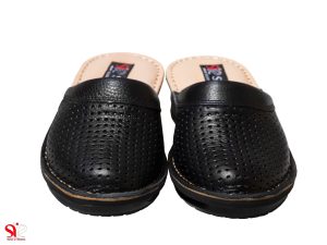 دمپایی چرمی زنانه طبی مدل پانیسا رنگ مشکی