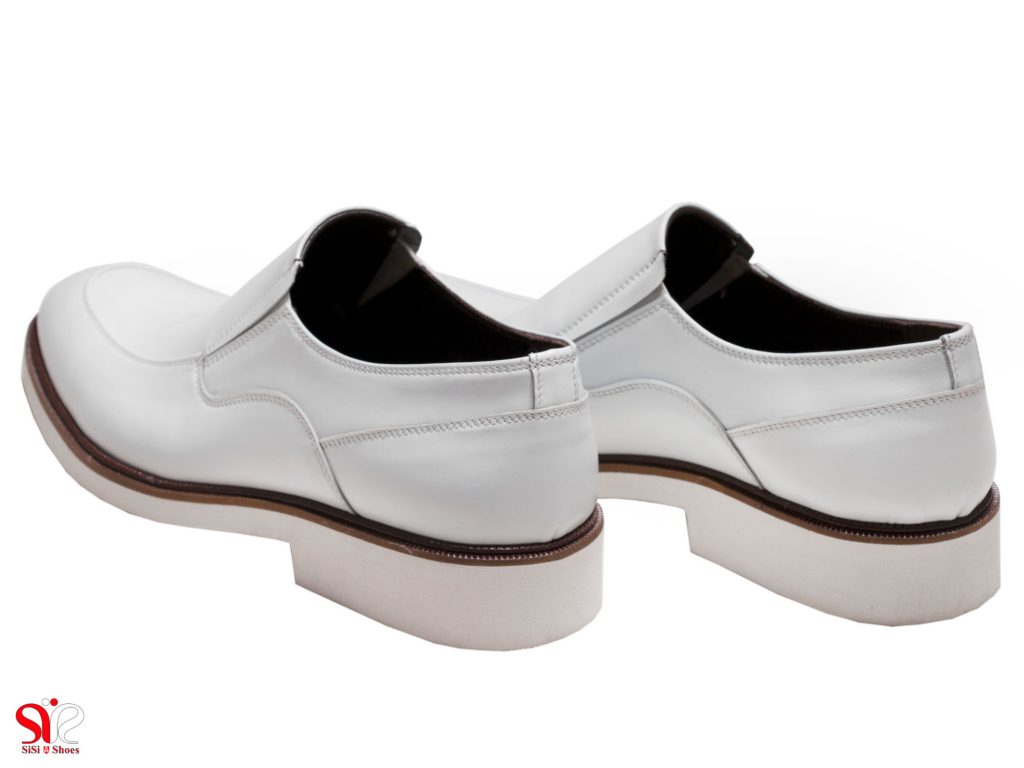 عکس کفش دامادی سفید چرمی مدل فابی سی سی
