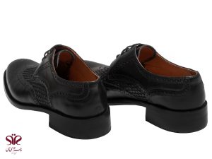کفش مردانه پاشنه چرمی از جنس چرم گاومیش مدل سانچز مشکی