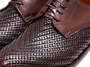 چرم بافته شده برای کفش مجلسی مردانه مدل بافتی رنگ قهوه ای