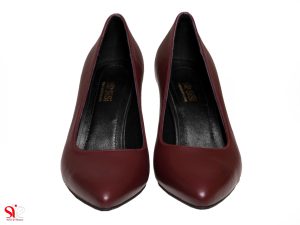 چرم طبیعی رنگ زرشکی کفش زنانه مدل سوفیا