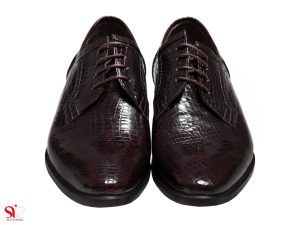 کفش مجلسی مردانه رنگ قهوه ای ورنی مقاوم در برابر خش و خط افتادگی کدل کیومی
