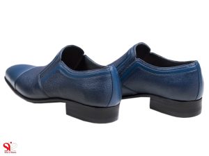 کفش تمام چرم مجلسی مردانه رنگ آبی سرمه ای مدل رویال سی سی