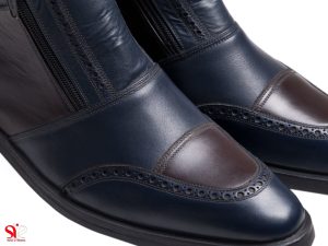 نیم بوت تمام چرم مردانه سی سی مدل سهند رنگ سرمه ای