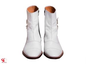 نیم بوت چرم مکس سفید دست دوز تبریز