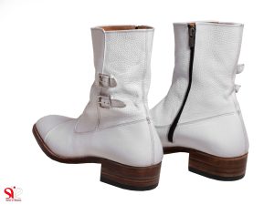 پاشنه لایه لایه چرمی مدل مکس رنگ سفید