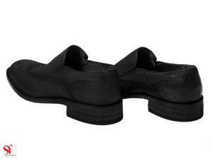 پاشنه ۴ سانتی متری چرمی کفش مردانه مدل مانچو مشکی