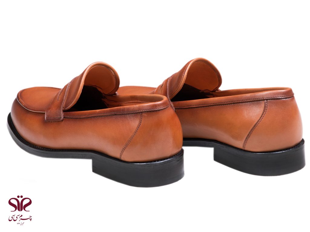 کفش کالج مردانه پاشنه سه سانتی متری مدل لوفر عسلی