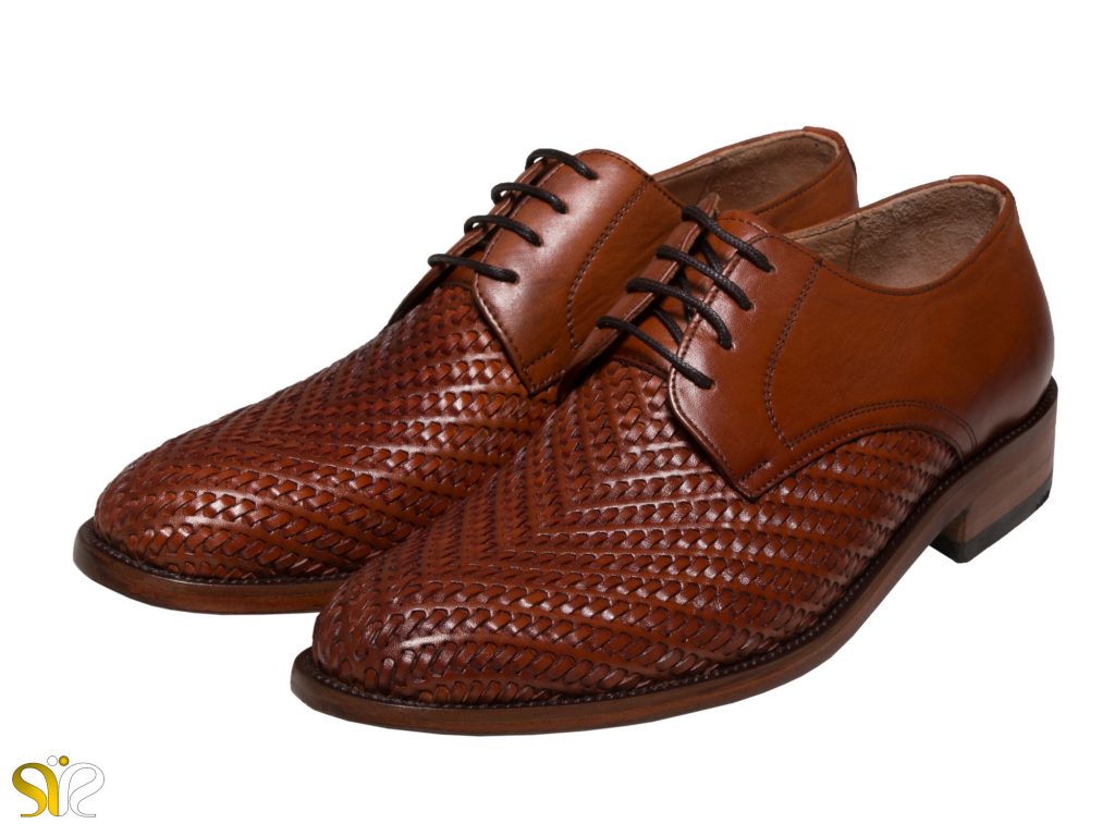 مدل کفش دست دوز مردانه بافتی رنگ عسلی - کفش دامادی