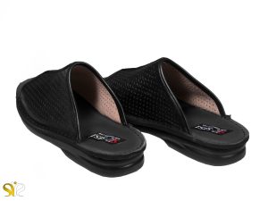 دمپایی سبک طبی مردانه مدل کونته چرمی مشکی