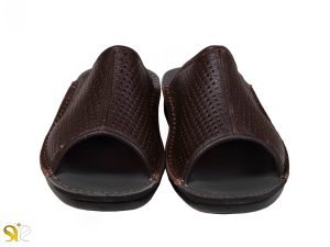 دمپایی مردانه مدل کونته چرم تابستانی رنگ قهوه ای - کفش سی سی