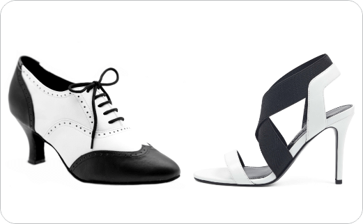 مدل انواع کفش های زنانه با پستایی (Uppers) سیاه و سفید (1)