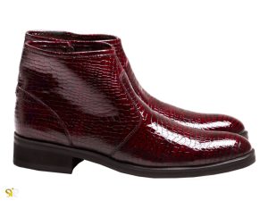 نیم بوت مردانه رنگ زرشکی مدل فلوس سی سی