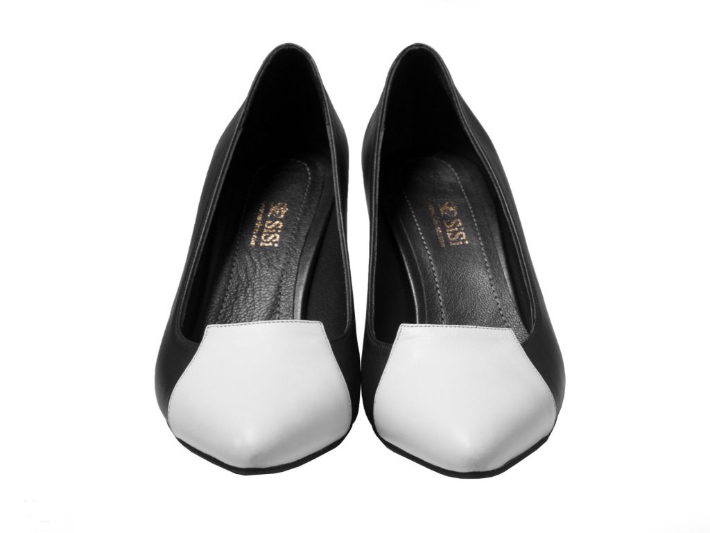 کفش سفید و سیاه زنانه پاشنه دار مدل آپرین سی سی