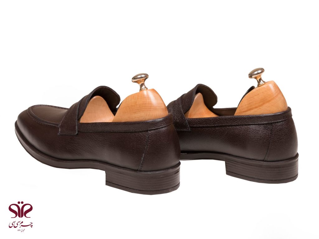 کفش مردانه چرمی با پاشنه لایه لایه از جنس رابر مدل سالار قهوه ای