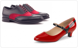 Read more about the article مدل انواع کفش های چرمی زنانه و مردانه با پستایی (Uppers) سیاه و قرمز