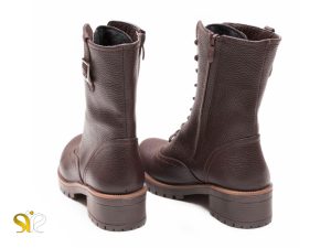 پوتین پاشنه پهن و تخت نیلا رنگ قهوه ای - بوت تخت زنانه