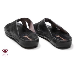 دمپایی مردانه چرمی با دوخت سر تا سری مدل نیکدل پلاس مشکی