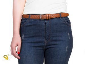 کمربند زنانه چرم مدل پارمیس سی سی رنگ عسلی