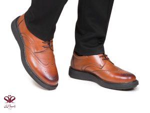 پاخور کفش پرطرفدار طبی چرمی مدل پاما عسلی بنددار