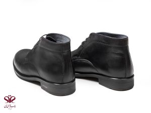 پوتین مردانه چرمی همراه با پاشنه ۳ سانتی مدل سوارز مشکی