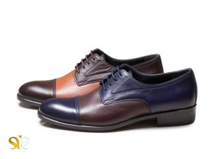 کفش مردانه تمام چرم دو رنگ مجلسی مدل پالو