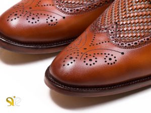 کفش چرم مردانه مدل سانچز با طرح بافتی حصیری