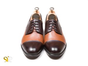 کفش چرم مردانهدو رنگ پالو قوه ای عسلی