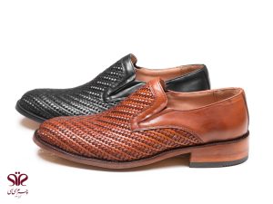 کفش مردانه مجلسی مدل بافتی بی بند مشکی
