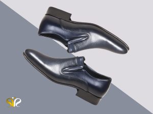 کفش مجلسی مردانه سرمه ای بی بند مدل آلدو