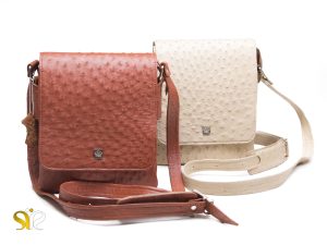 کیف رو دوشی چرم شترمرغ مدل لمسر lamser