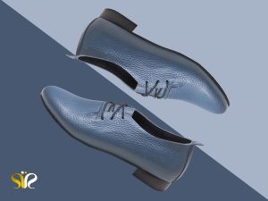 کفش تبریز چرم آبی تخت مدل روکا