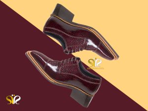 کفش دامادی چرم شیک لوکس پریمو زرشکی سی سی