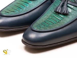 کفش چرم تبریز با چرم ساق پای شترمرغ مدل هیرو