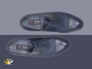 کفش چرم دستدوز سی سی مدل ژاکارد سرمه ای