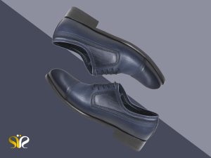 کفش چرم دستدوز سی سی مدل ژاکارد سرمه ای