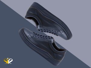 کفش اسپورت چرم پسرانه مدل فاراک رنگ سورمه ای